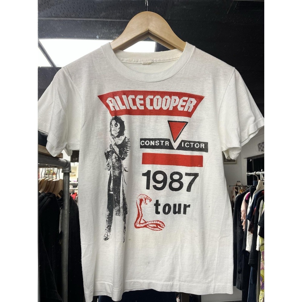 Vintage 1987 Alice Cooper Constrictor W/ Mega Death Tour T-shirt Size Small